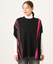 PZFAG13230 GEORGES RECH(ジョルジュ・レッシュ) カラーブロックニットポンチョ ネイビー