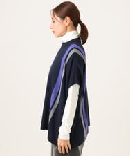 PZFAG13230 GEORGES RECH(ジョルジュ・レッシュ) カラーブロックニットポンチョ ネイビー