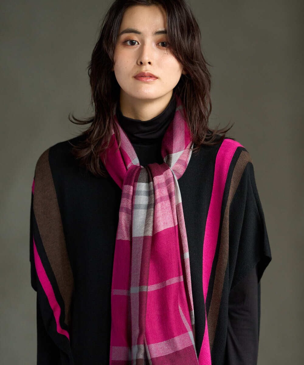 PZFAG13230 GEORGES RECH(ジョルジュ・レッシュ) カラーブロックニットポンチョ ネイビー