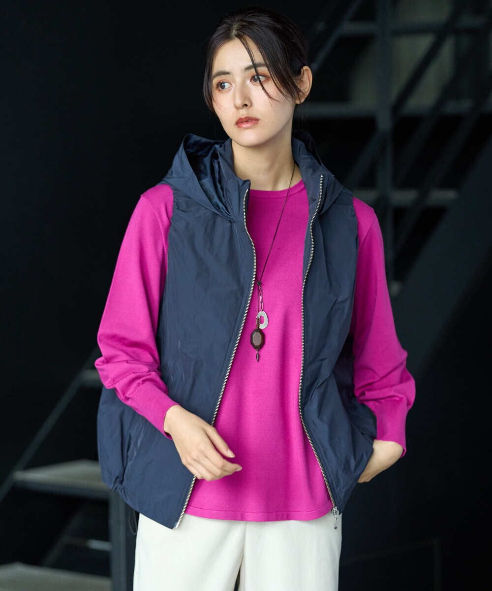 PZFAG15210 GEORGES RECH(ジョルジュ・レッシュ) ラウンドヘムAラインニット ピンク