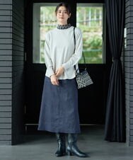 PZFAG15210 GEORGES RECH(ジョルジュ・レッシュ) ラウンドヘムAラインニット ピンク