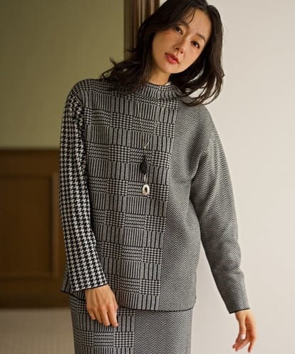 PZFAG44250 GEORGES RECH  [セットアップ対応]モノトーンジャガードボトルネックニット