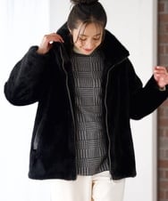 PZFAG44250 GEORGES RECH(ジョルジュ・レッシュ)  [セットアップ対応]モノトーンジャガードボトルネックニット ブラック
