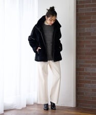 PZFAG44250 GEORGES RECH(ジョルジュ・レッシュ)  [セットアップ対応]モノトーンジャガードボトルネックニット ブラック