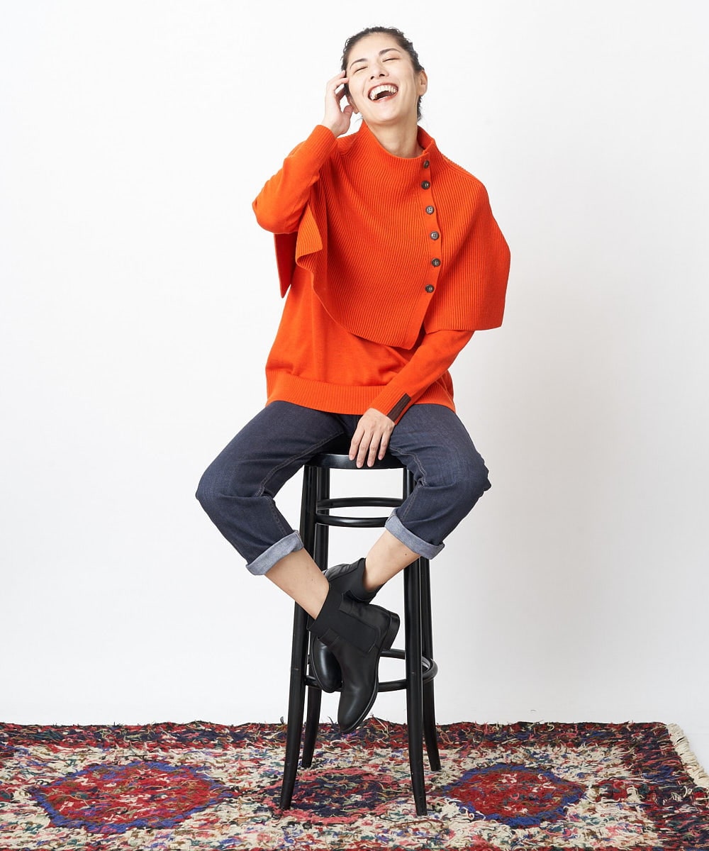 PZFAS66390 GEORGES RECH(ジョルジュ・レッシュ) 【2点セット】ケープ付きクルーネックニット オレンジ