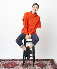 PZFAS66390 GEORGES RECH(ジョルジュ・レッシュ) 【2点セット】ケープ付きクルーネックニット オレンジ