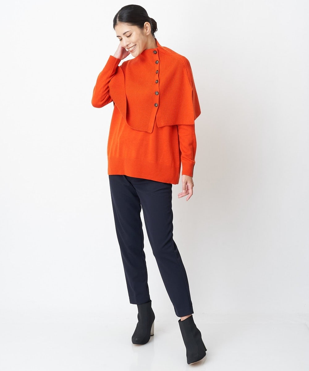 PZFAS66390 GEORGES RECH(ジョルジュ・レッシュ) 【2点セット】ケープ付きクルーネックニット オレンジ