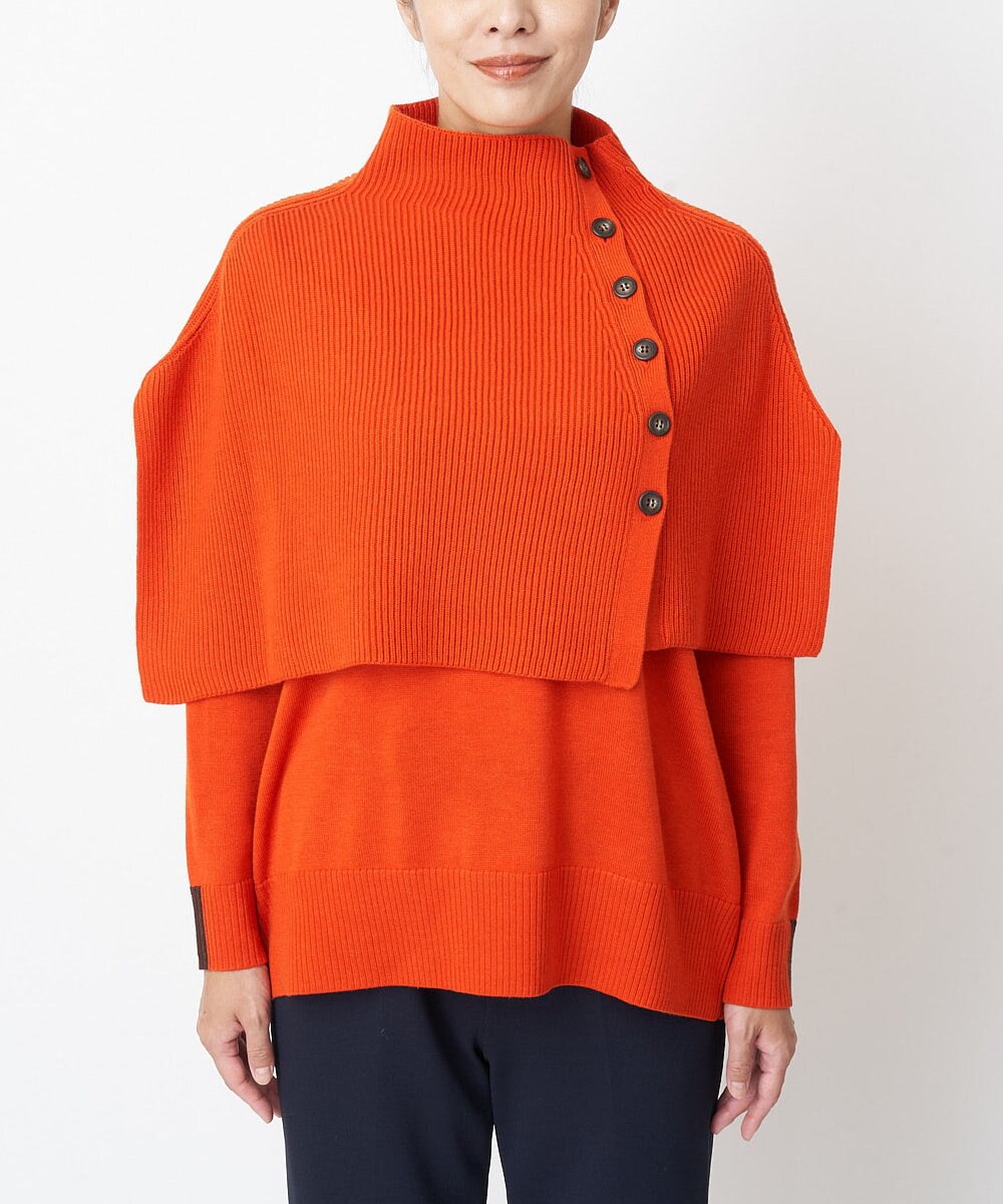 PZFAS66390 GEORGES RECH(ジョルジュ・レッシュ) 【2点セット】ケープ付きクルーネックニット オレンジ