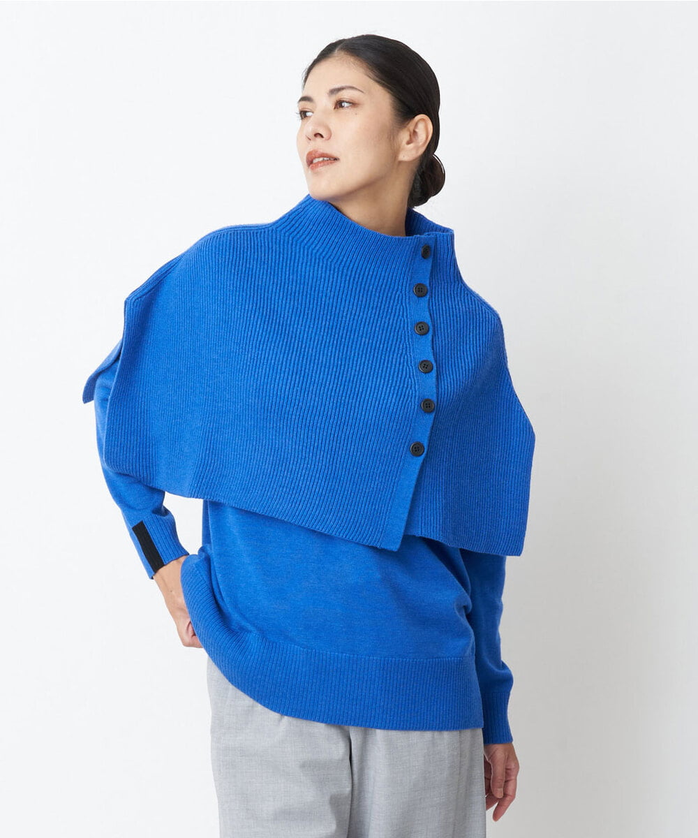 PZFAS66390 GEORGES RECH(ジョルジュ・レッシュ) 【2点セット】ケープ付きクルーネックニット ブルー