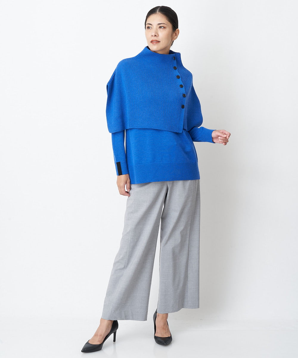 PZFAS66390 GEORGES RECH(ジョルジュ・レッシュ) 【2点セット】ケープ付きクルーネックニット ブルー