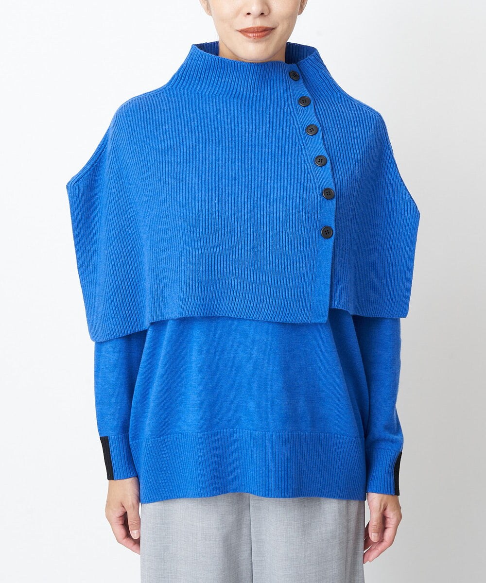 PZFAS66390 GEORGES RECH(ジョルジュ・レッシュ) 【2点セット】ケープ付きクルーネックニット ブルー