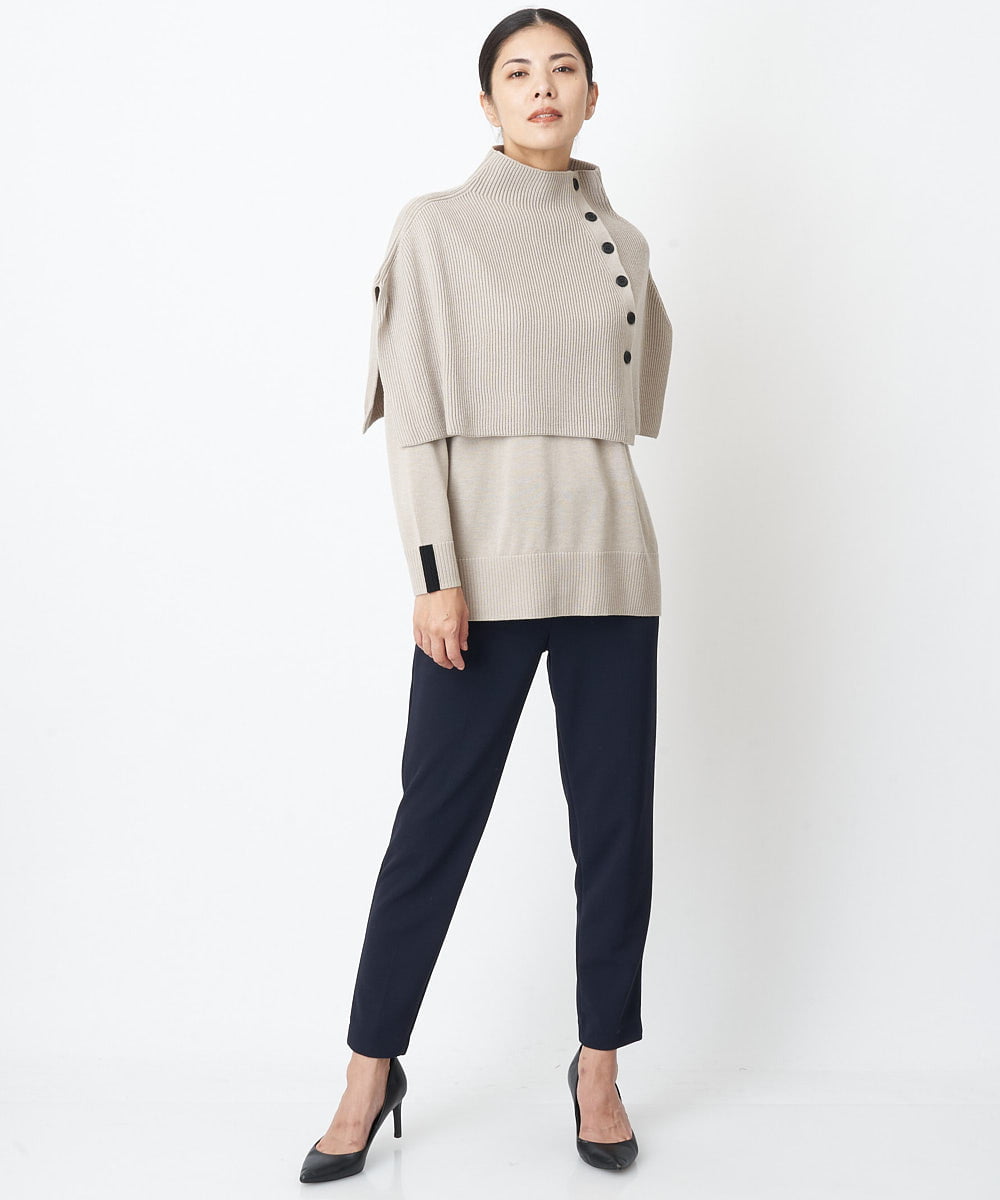 PZFAS66390 GEORGES RECH(ジョルジュ・レッシュ) 【2点セット】ケープ付きクルーネックニット ベージュ