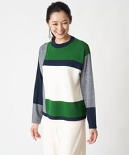 PZFAV56250 GEORGES RECH(ジョルジュ・レッシュ) カラーブロッキングニットプルオーバー グリーン系