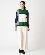 PZFAV56250 GEORGES RECH(ジョルジュ・レッシュ) カラーブロッキングニットプルオーバー グリーン系