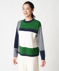 PZFAV56250 GEORGES RECH(ジョルジュ・レッシュ) カラーブロッキングニットプルオーバー グリーン系