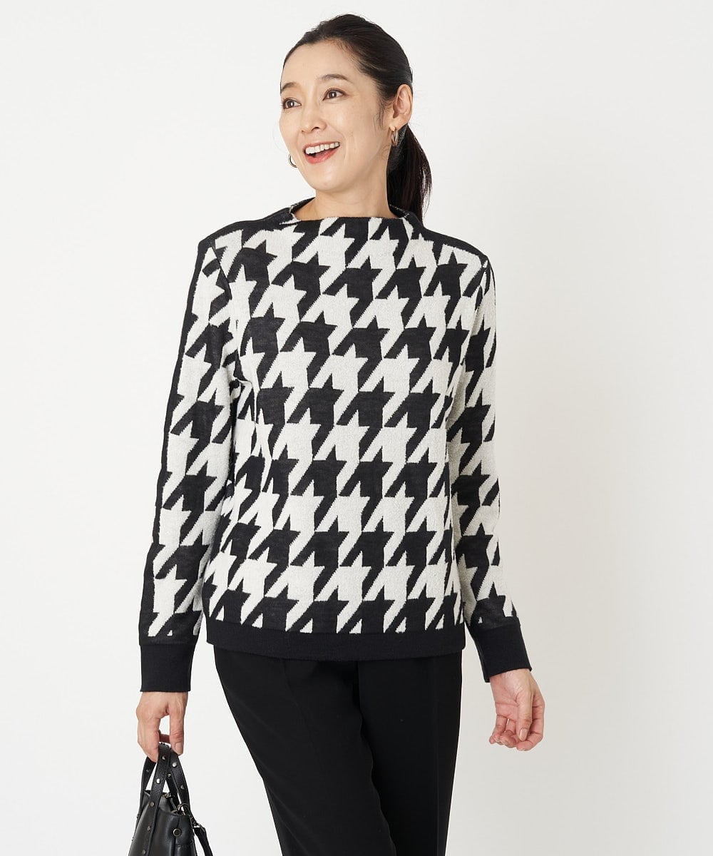 PZFAW01270 GEORGES RECH(ジョルジュ・レッシュ)  [日本製]ブークレ千鳥ジャカードニット ブラック