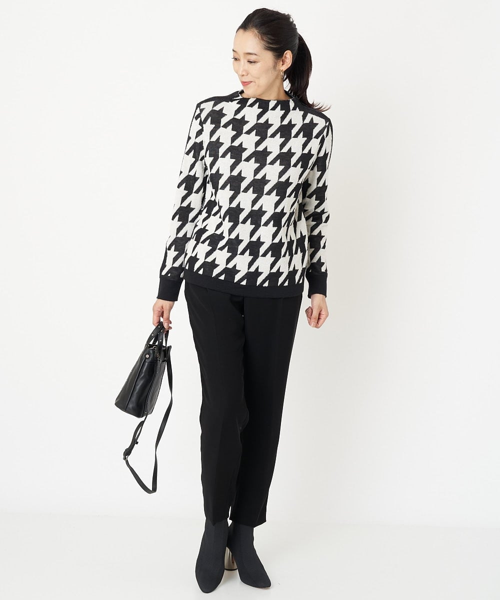 PZFAW01270 GEORGES RECH(ジョルジュ・レッシュ)  [日本製]ブークレ千鳥ジャカードニット ブラック