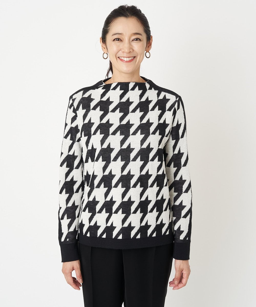 PZFAW01270 GEORGES RECH(ジョルジュ・レッシュ)  [日本製]ブークレ千鳥ジャカードニット ブラック