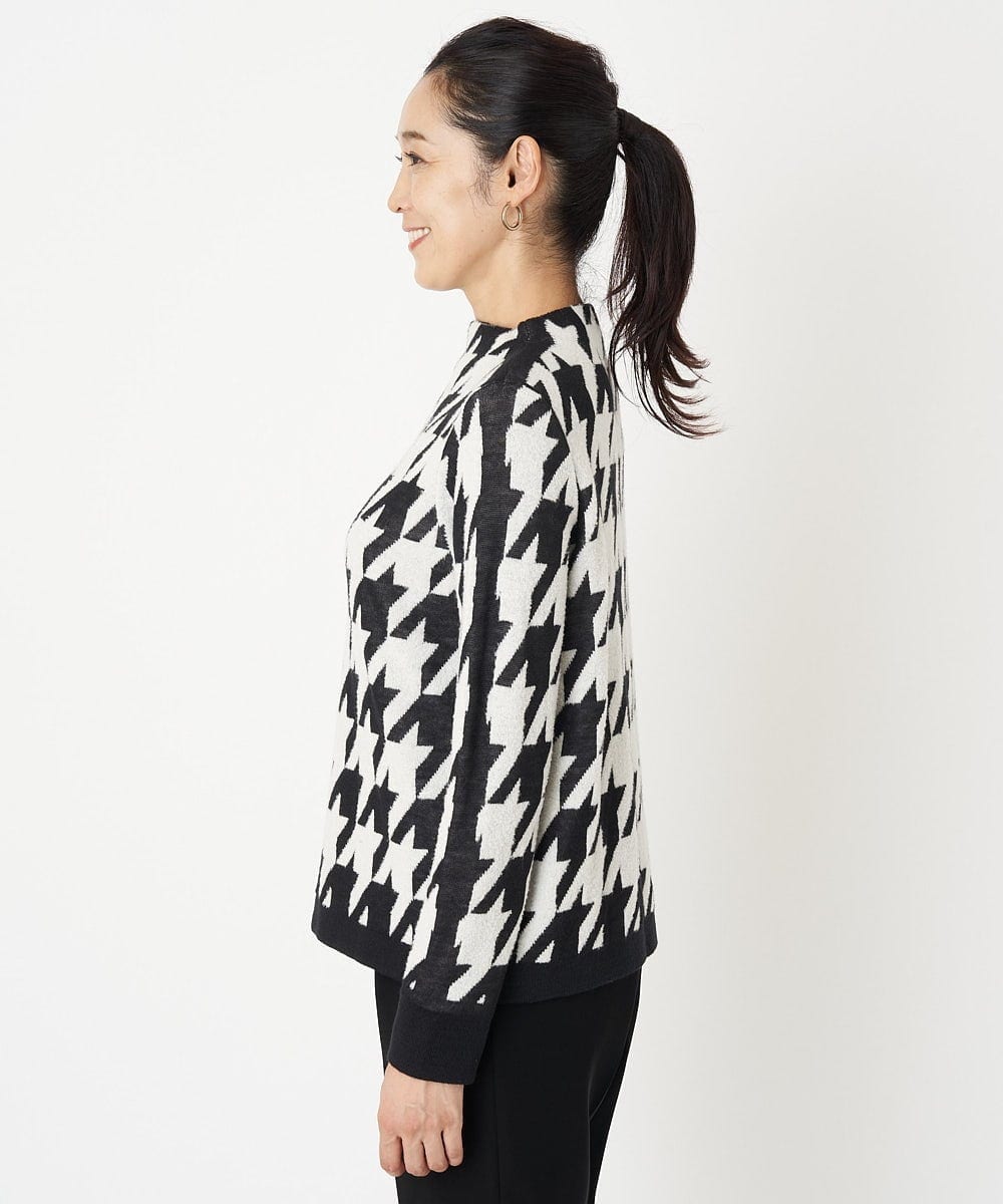 PZFAW01270 GEORGES RECH(ジョルジュ・レッシュ)  [日本製]ブークレ千鳥ジャカードニット ブラック