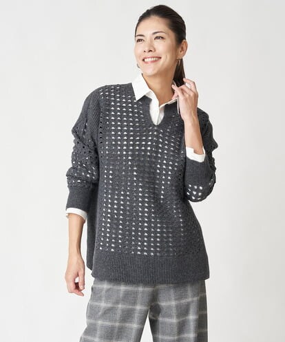 PZFAW42230 GEORGES RECH  [日本製]ホールガーメントレーシー柄ニット