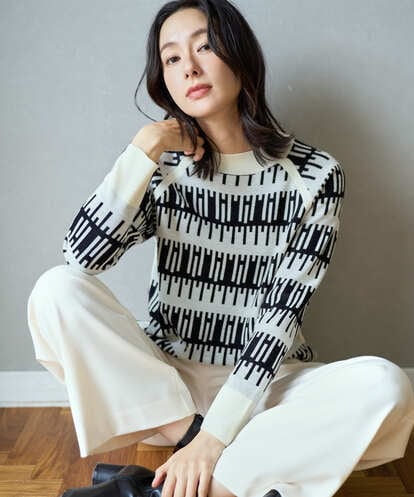 PZFCD56270 GEORGES RECH ジオメトリックジャガードウールニット