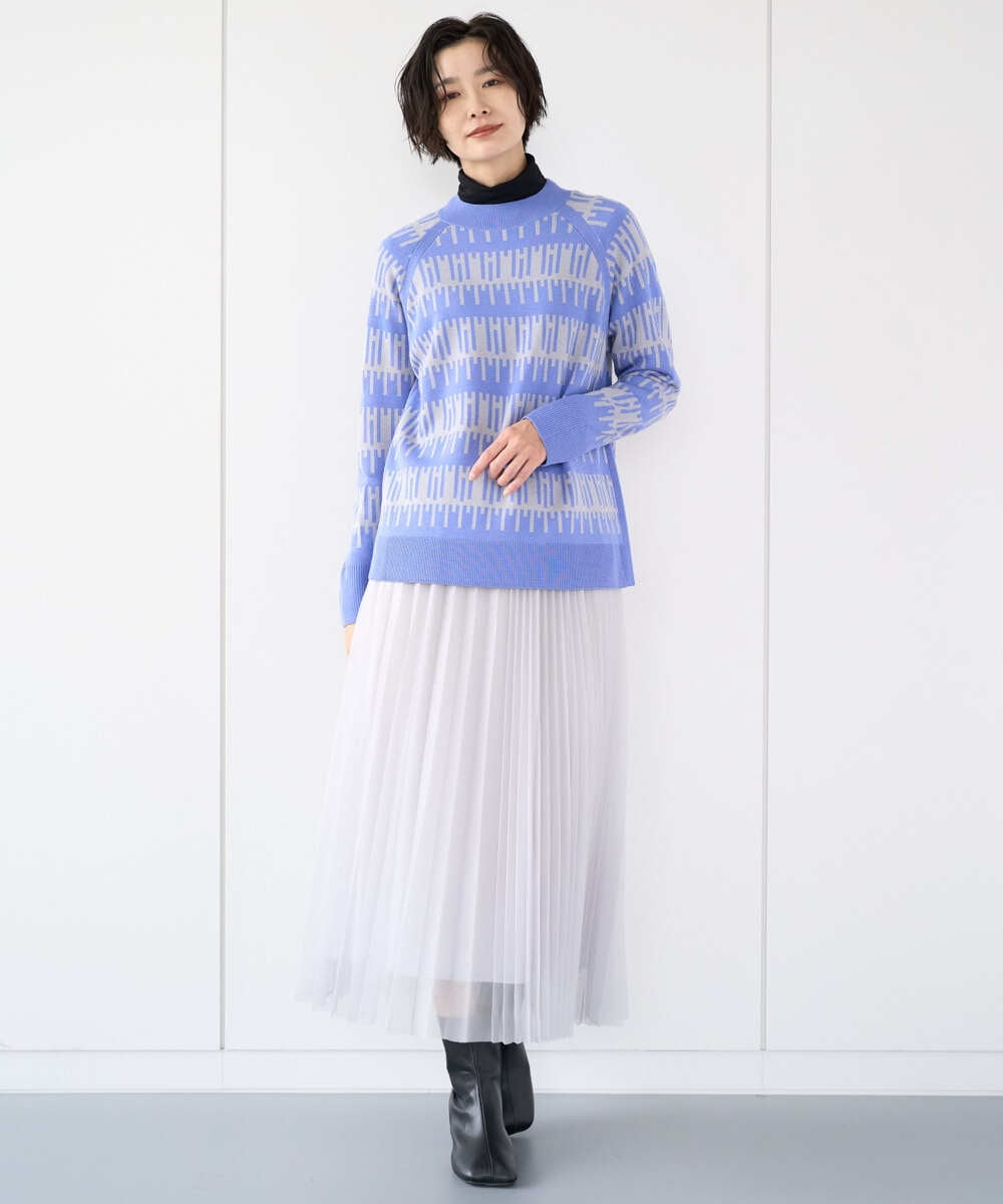 PZFCD56270 GEORGES RECH(ジョルジュ・レッシュ) ジオメトリックジャガードウールニット ホワイト系