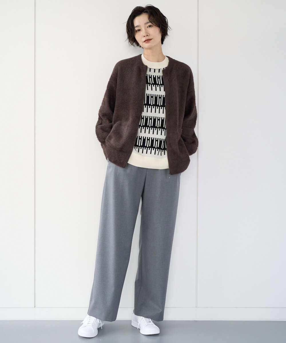 PZFCD56270 GEORGES RECH(ジョルジュ・レッシュ) ジオメトリックジャガードウールニット ホワイト系