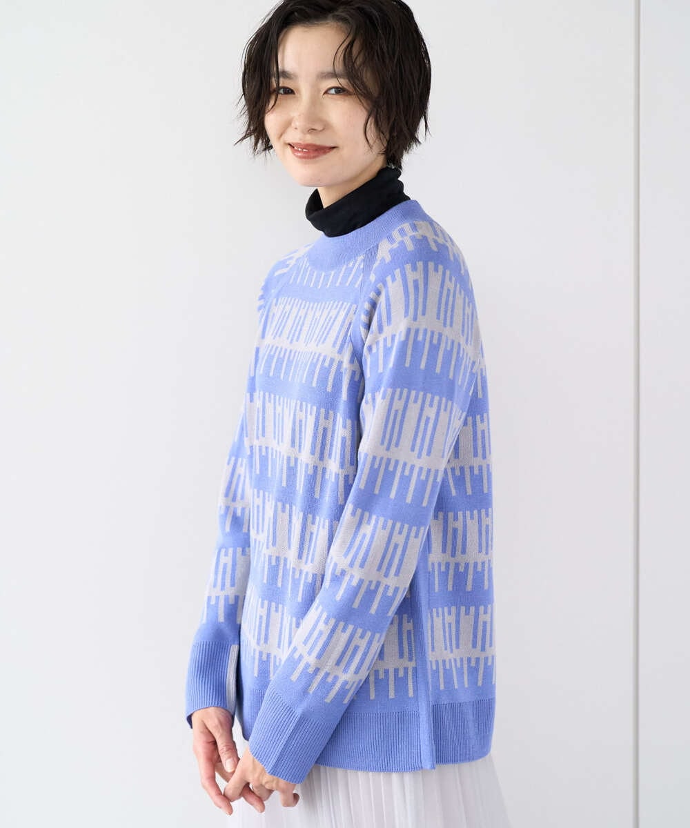 PZFCD56270 GEORGES RECH(ジョルジュ・レッシュ) ジオメトリックジャガードウールニット ホワイト系