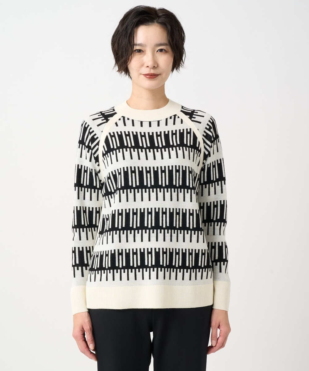 PZFCD56270 GEORGES RECH(ジョルジュ・レッシュ) ジオメトリックジャガードウールニット ホワイト系