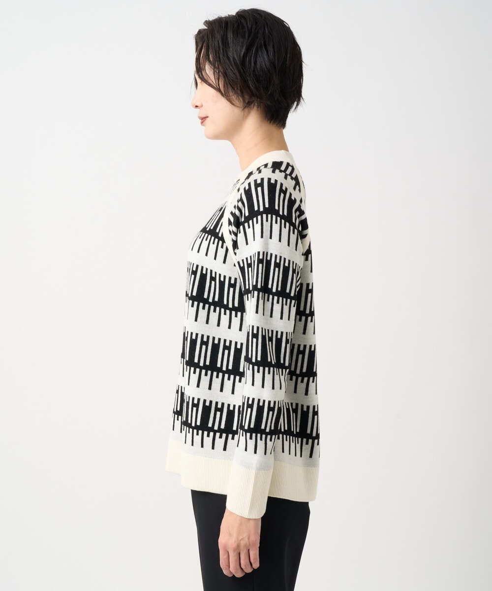 PZFCD56270 GEORGES RECH(ジョルジュ・レッシュ) ジオメトリックジャガードウールニット ホワイト系