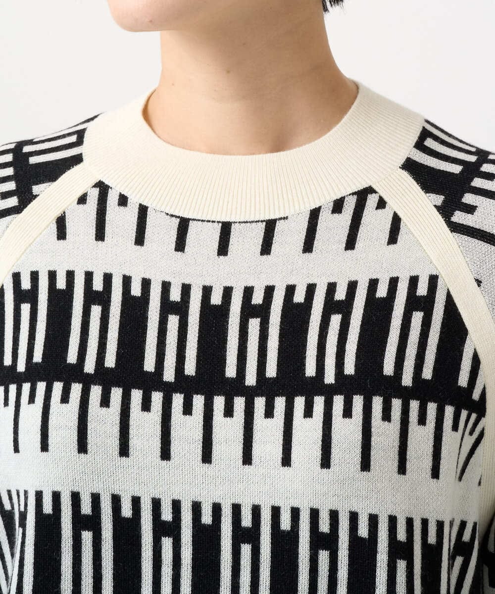 PZFCD56270 GEORGES RECH(ジョルジュ・レッシュ) ジオメトリックジャガードウールニット ホワイト系