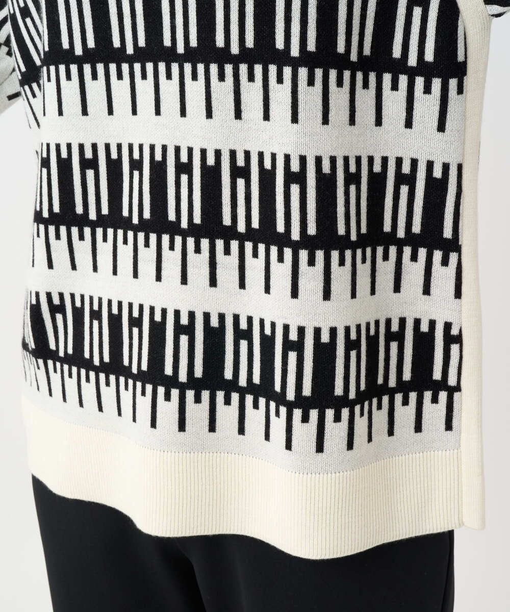 PZFCD56270 GEORGES RECH(ジョルジュ・レッシュ) ジオメトリックジャガードウールニット ホワイト系