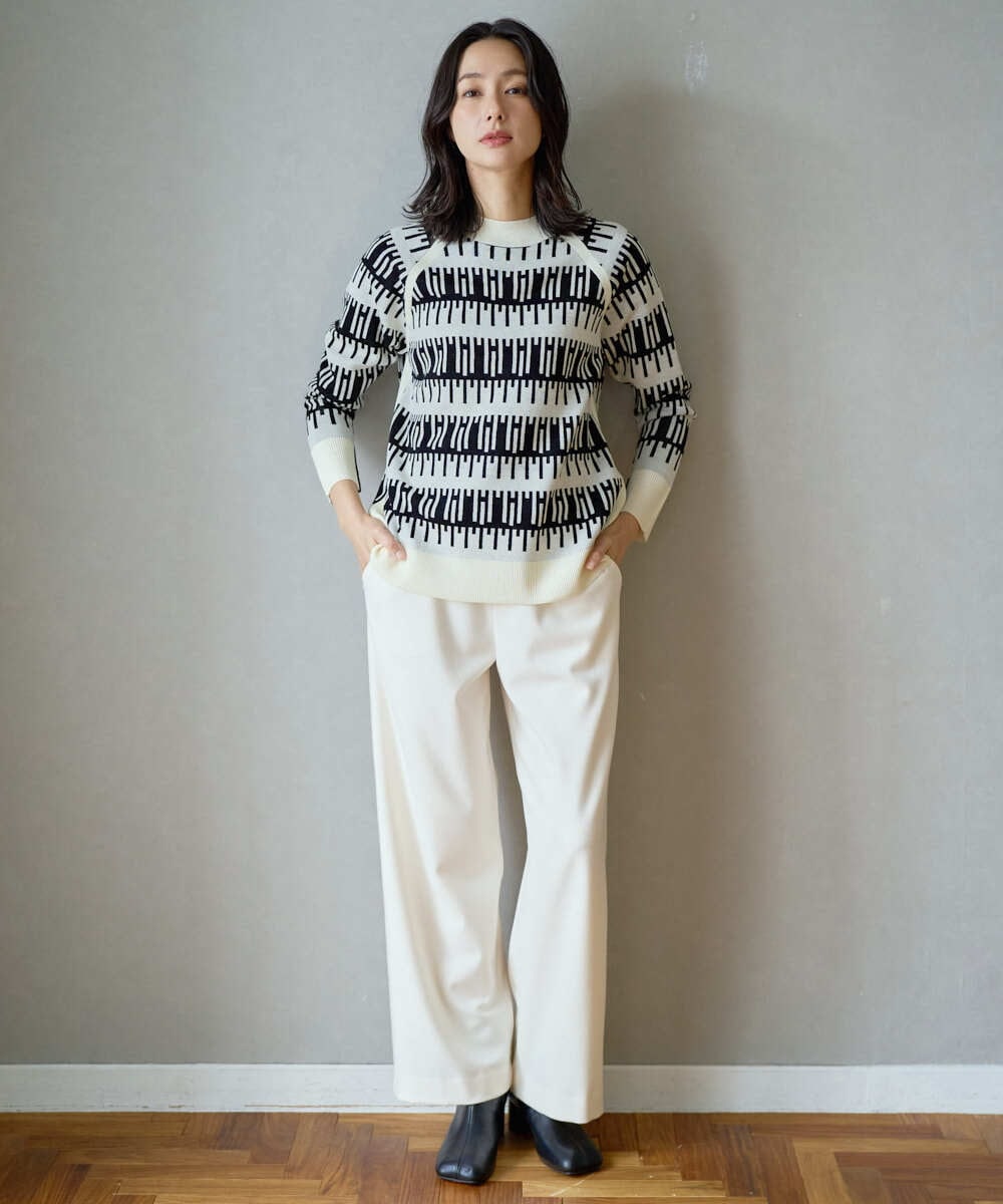 PZFCD56270 GEORGES RECH(ジョルジュ・レッシュ) ジオメトリックジャガードウールニット ホワイト系