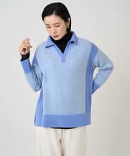 PZFCD58250 GEORGES RECH(ジョルジュ・レッシュ) メランジブークレ襟付きニット ライトブルー