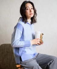 PZFCD58250 GEORGES RECH(ジョルジュ・レッシュ) メランジブークレ襟付きニット ライトブルー