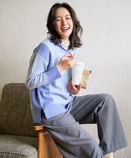 PZFCD58250 GEORGES RECH(ジョルジュ・レッシュ) メランジブークレ襟付きニット ライトブルー