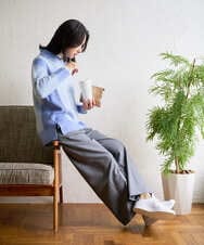 PZFCD58250 GEORGES RECH(ジョルジュ・レッシュ) メランジブークレ襟付きニット ライトブルー