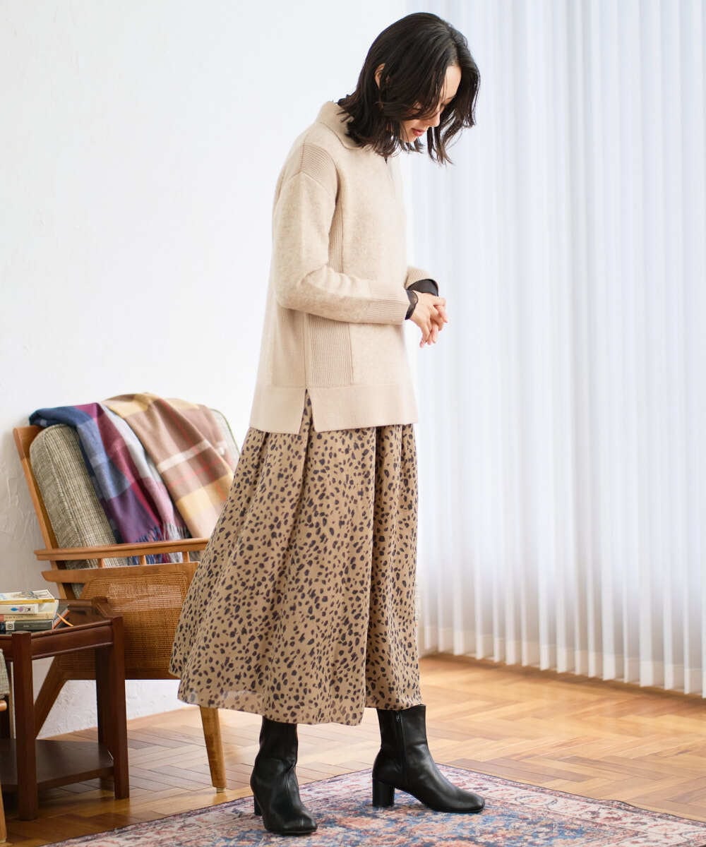 PZFCD58250 GEORGES RECH(ジョルジュ・レッシュ) メランジブークレ襟付きニット ライトブルー