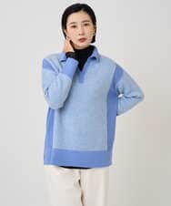 PZFCD58250 GEORGES RECH(ジョルジュ・レッシュ) メランジブークレ襟付きニット ライトブルー