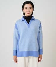 PZFCD58250 GEORGES RECH(ジョルジュ・レッシュ) メランジブークレ襟付きニット ライトブルー