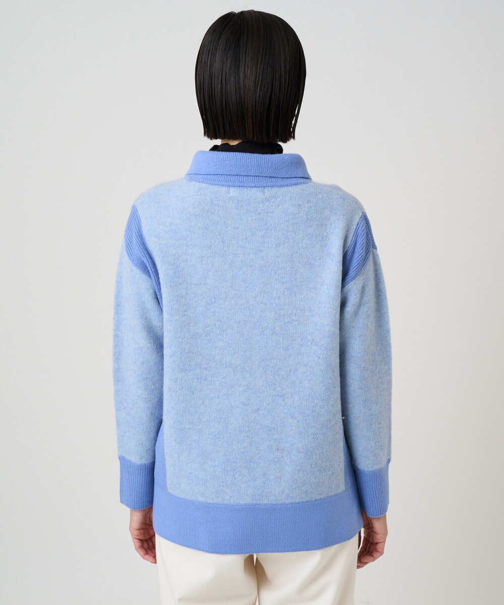 PZFCD58250 GEORGES RECH(ジョルジュ・レッシュ) メランジブークレ襟付きニット ライトブルー