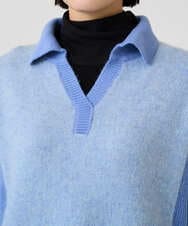 PZFCD58250 GEORGES RECH(ジョルジュ・レッシュ) メランジブークレ襟付きニット ライトブルー