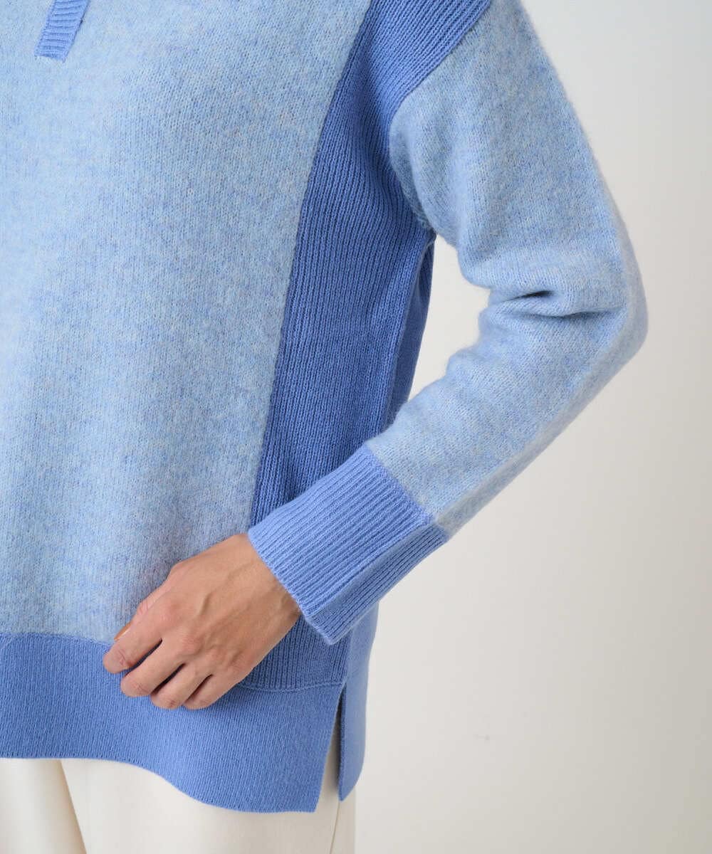 PZFCD58250 GEORGES RECH(ジョルジュ・レッシュ) メランジブークレ襟付きニット ライトブルー