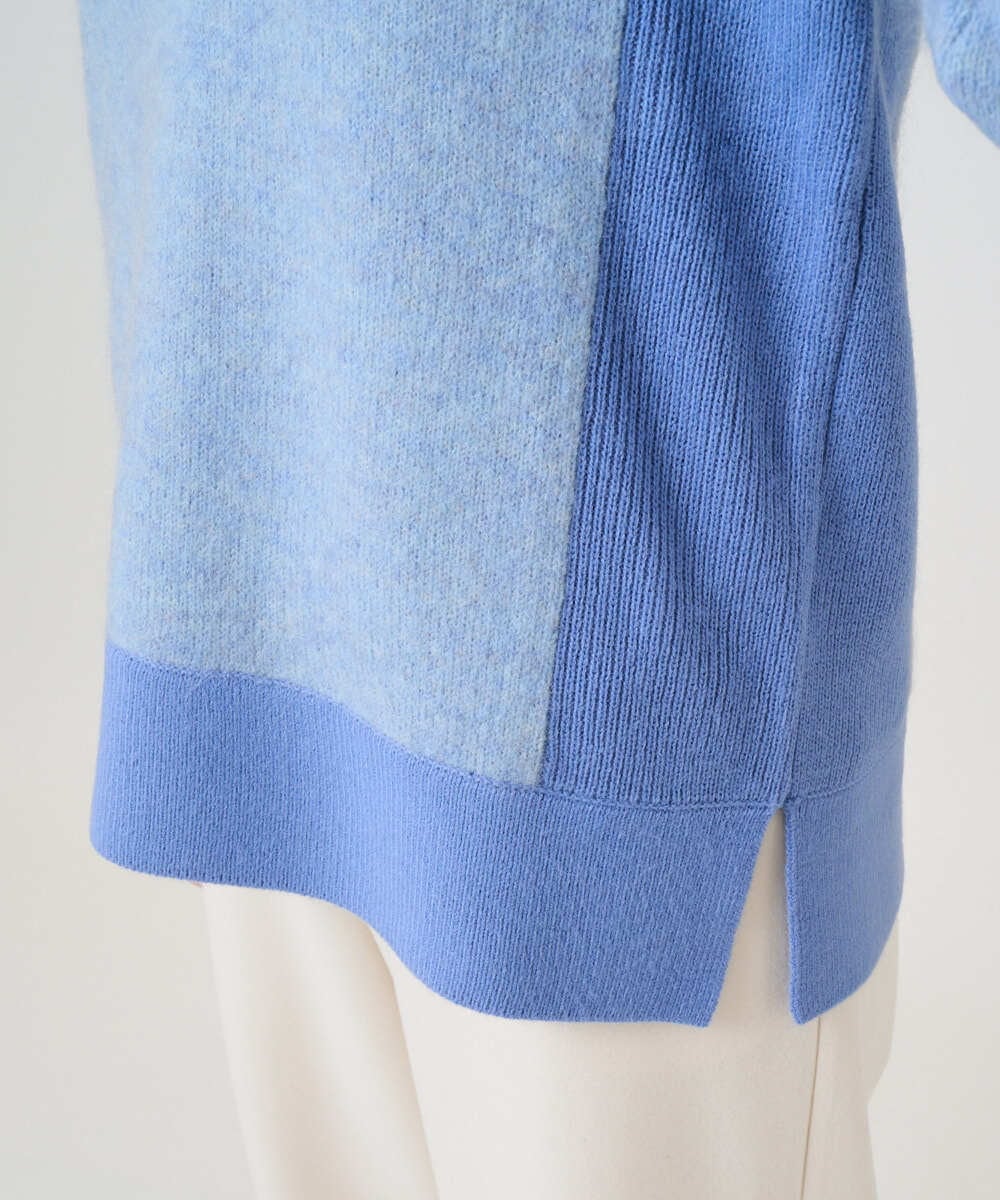 PZFCD58250 GEORGES RECH(ジョルジュ・レッシュ) メランジブークレ襟付きニット ライトブルー