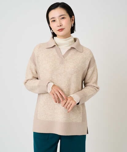 PZFCD58250 GEORGES RECH メランジブークレ襟付きニット