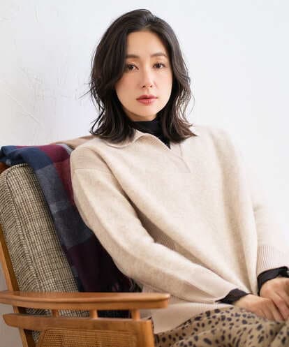 PZFCD58250 GEORGES RECH メランジブークレ襟付きニット