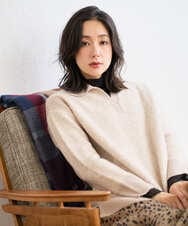 PZFCD58250 GEORGES RECH(ジョルジュ・レッシュ) メランジブークレ襟付きニット ベージュ