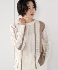 PZFCD59290 GEORGES RECH(ジョルジュ・レッシュ) バイカラーボートネックケーブルニット ベージュ