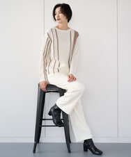 PZFCD59290 GEORGES RECH(ジョルジュ・レッシュ) バイカラーボートネックケーブルニット ブラック