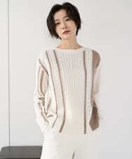 PZFCD59290 GEORGES RECH(ジョルジュ・レッシュ) バイカラーボートネックケーブルニット ブラック